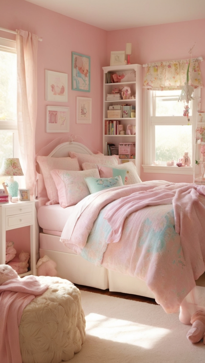 cozy bedroom decor, chic bedroom ideas, feminine bedroom design, elegant bedroom furniture, pastel bedroom colors 