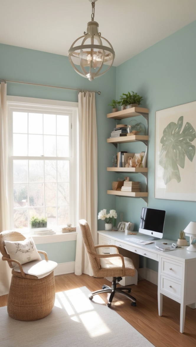 cozy office decor, modern home office design, minimalistic office space, stylish home office ideas, chic office organization