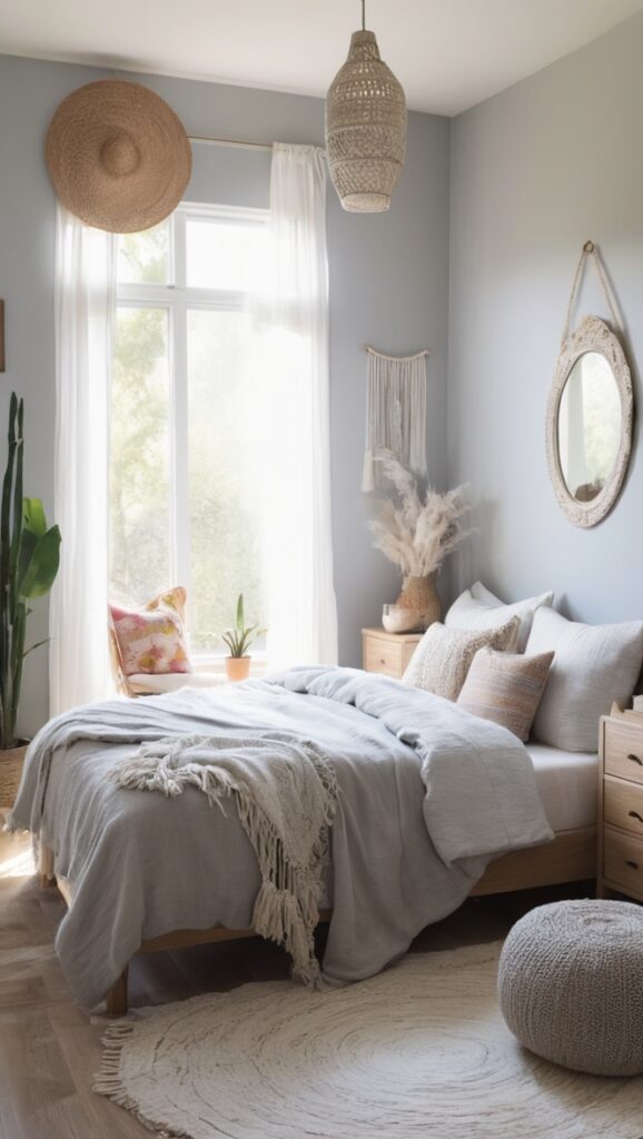 boho bedroom decor, bohemian bedding, minimalist boho bedroom, modern boho decor, boho bedroom furniture