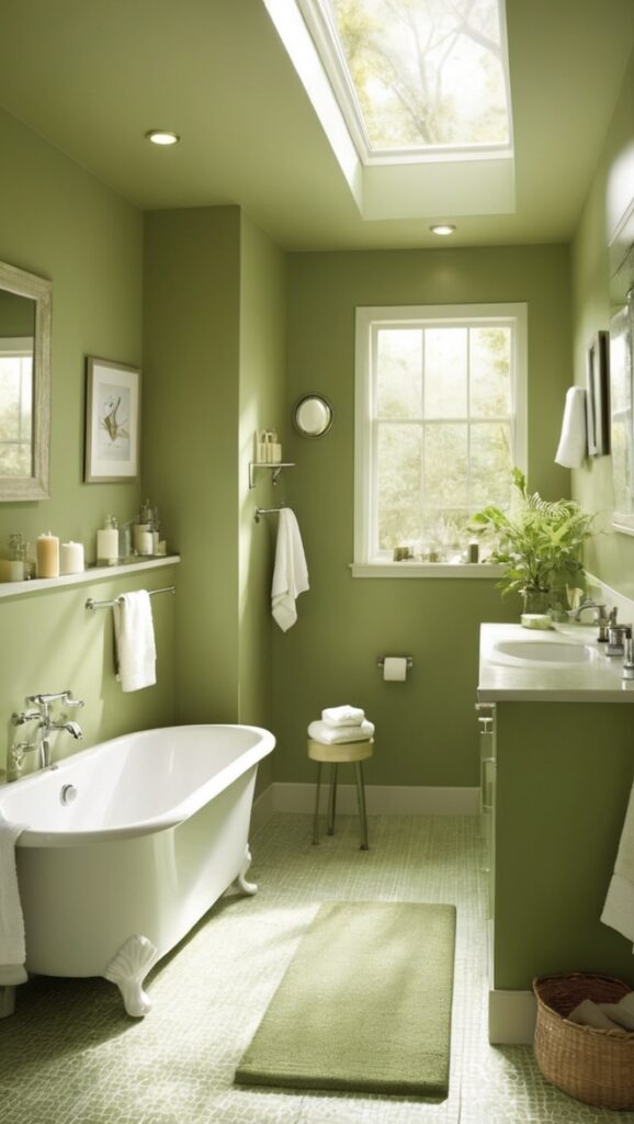 green bathroom decor, forest green tiles, spa bathroom design, natural bathroom accessories, luxury bathroom renovation