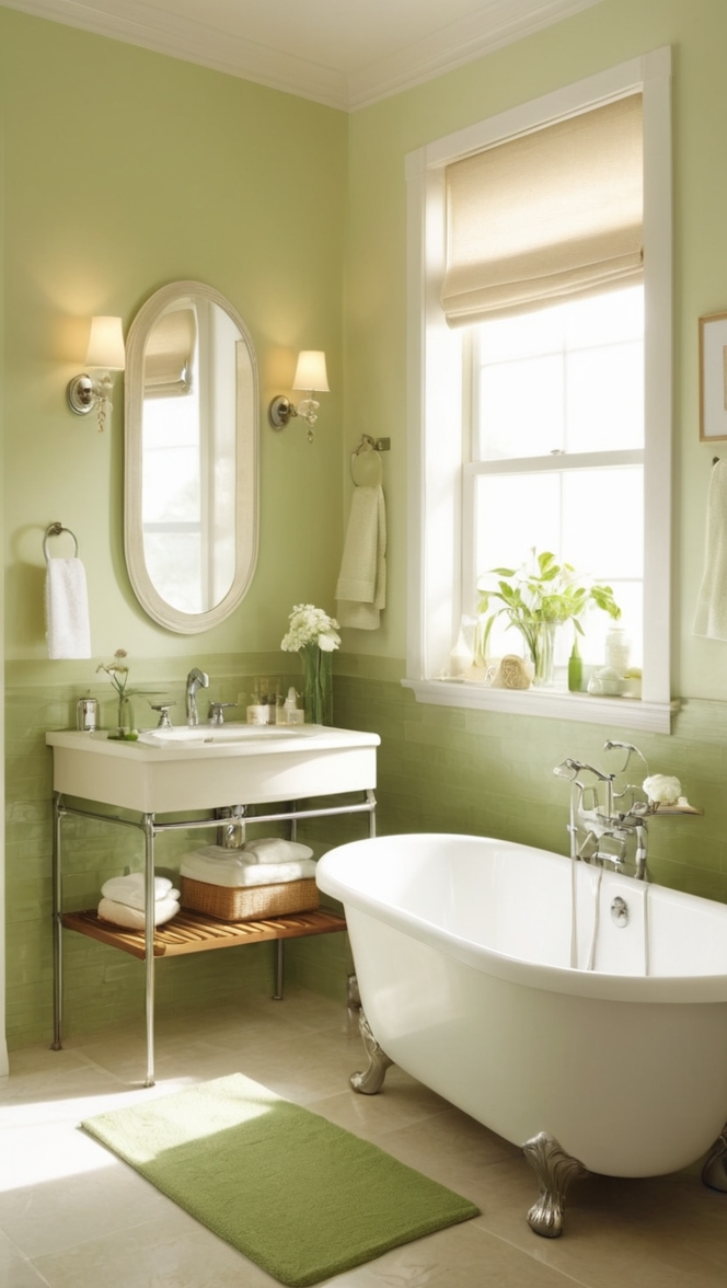green bathroom ideas, beige bathroom decor, modern green and beige bathroom, luxurious green and beige bathroom design, elegant green and beige bathroom. 