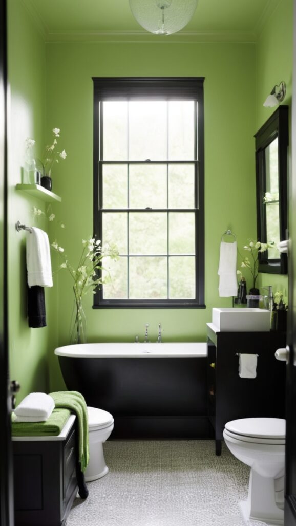 green bathroom decor, black and white bathroom ideas, modern bathroom design, sleek bathroom accessories, luxury bathroom fixtures