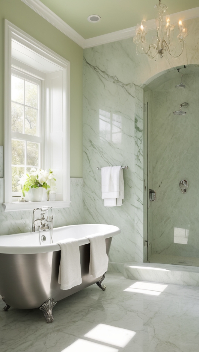 green marble countertops, green marble tiles, green marble vanity, green marble flooring, green marble shower walls