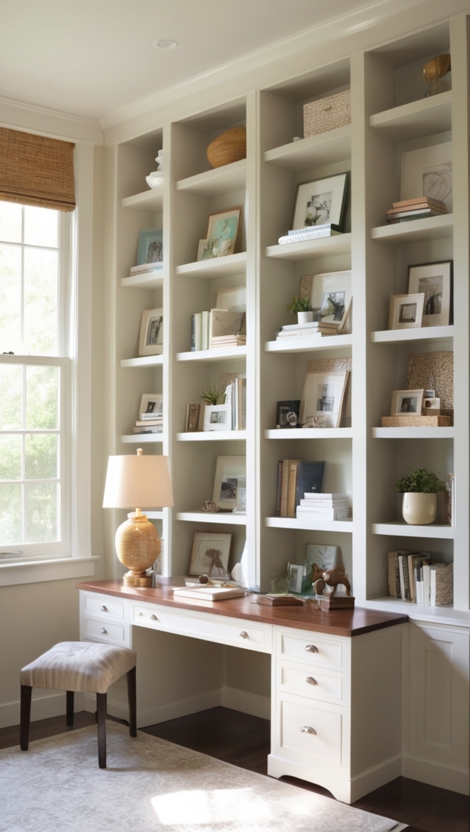 home office storage solutions, custom home office furniture, office built in cabinets, modern home office design, office organization systems 