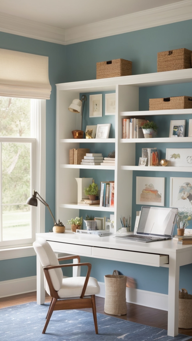 custom home office furniture, office built in cabinets, built in office storage, modern home office design, built in desk units 