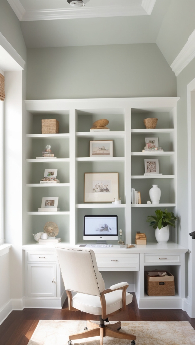 home office organization, custom home office design, white office furniture, built in office cabinets, home office storage solutions