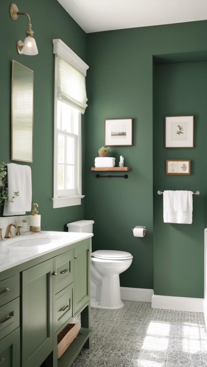 hunter green paint, bathroom renovation, luxury bathroom fixtures, designer bathroom tiles, modern bathroom design