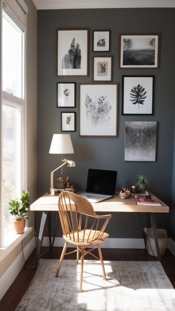 modern home office, stylish workspace, contemporary office decor, sleek office design, edgy home office