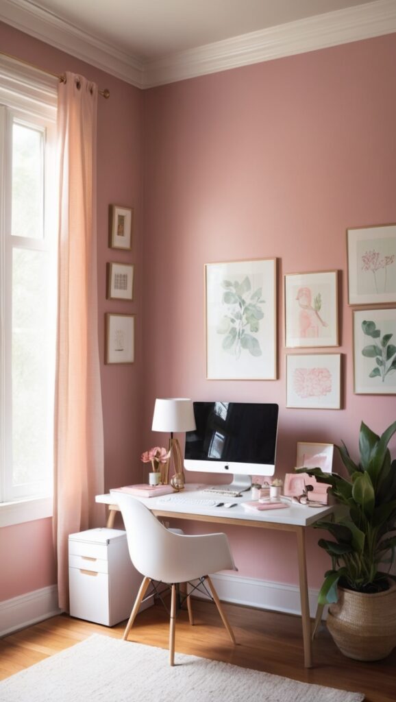 moody home office decor, feminine office furniture, chic office accessories, elegant workspace design, stylish home office ideas