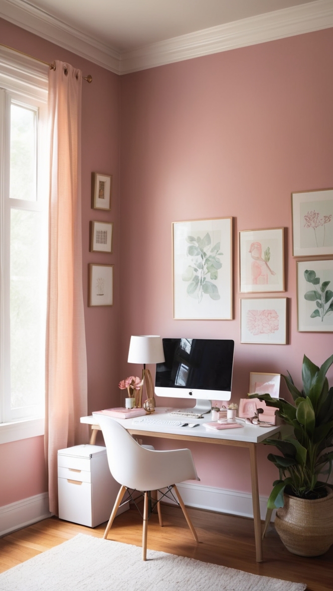 moody home office decor, feminine office furniture, chic office accessories, elegant workspace design, stylish home office ideas 