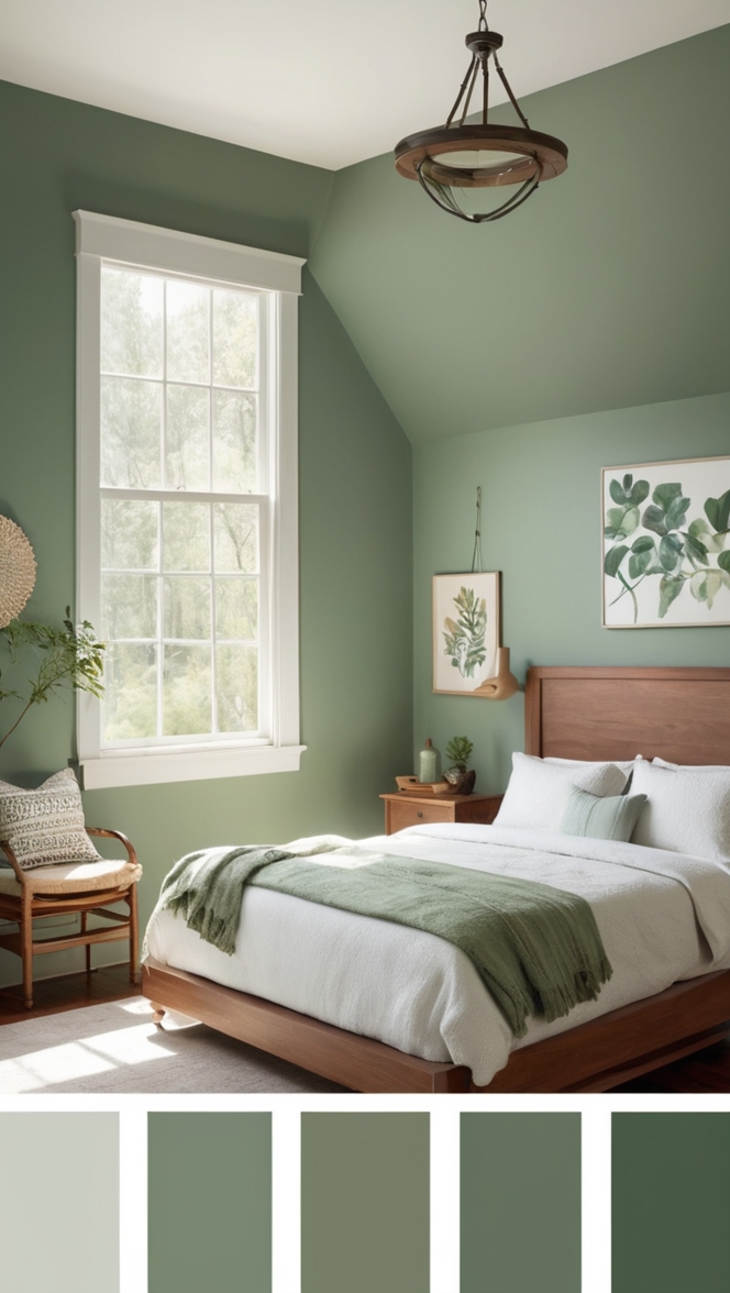 emerald green bedroom, sage green bedroom, hunter green bedroom, moss green bedroom, olive green bedroom
