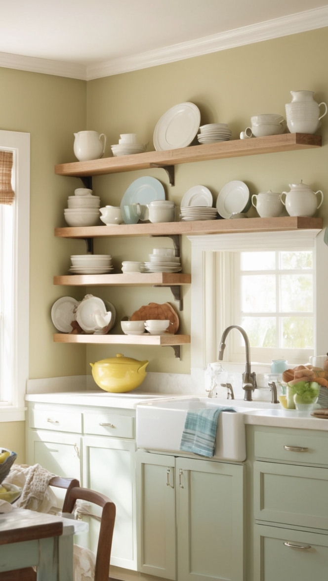 kitchen shelving, kitchen storage, kitchen organization, interior design, kitchen decor