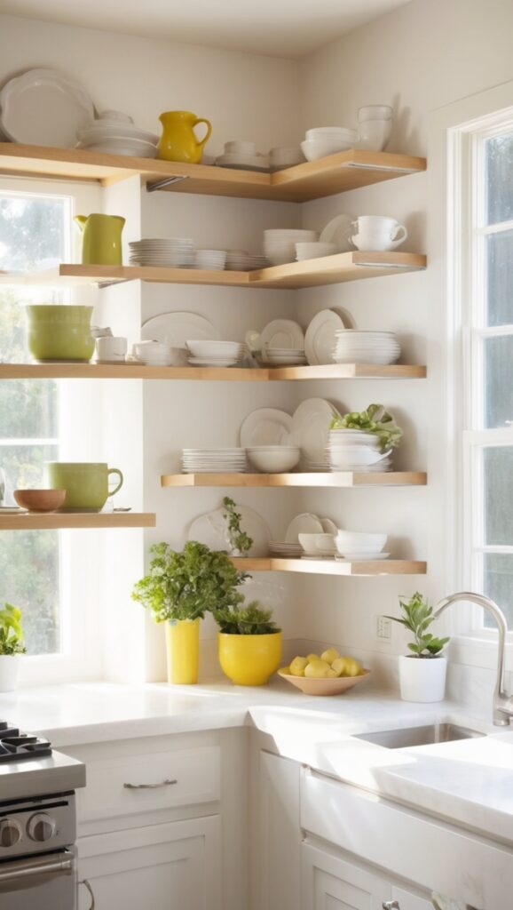 kitchen shelving, kitchen storage, kitchen organization, interior design, kitchen decor