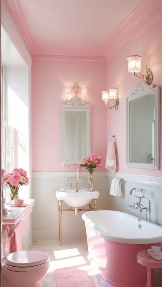 female bathroom decor, feminine bathroom design, chic bathroom accessories, stylish restroom ideas, elegant bath essentials 