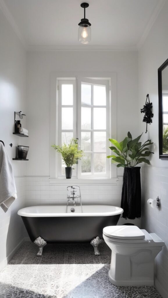 black and white bathroom decor, black and white bathroom tiles, black and white bathroom accessories, black and white bathroom ideas, black and white bathroom design