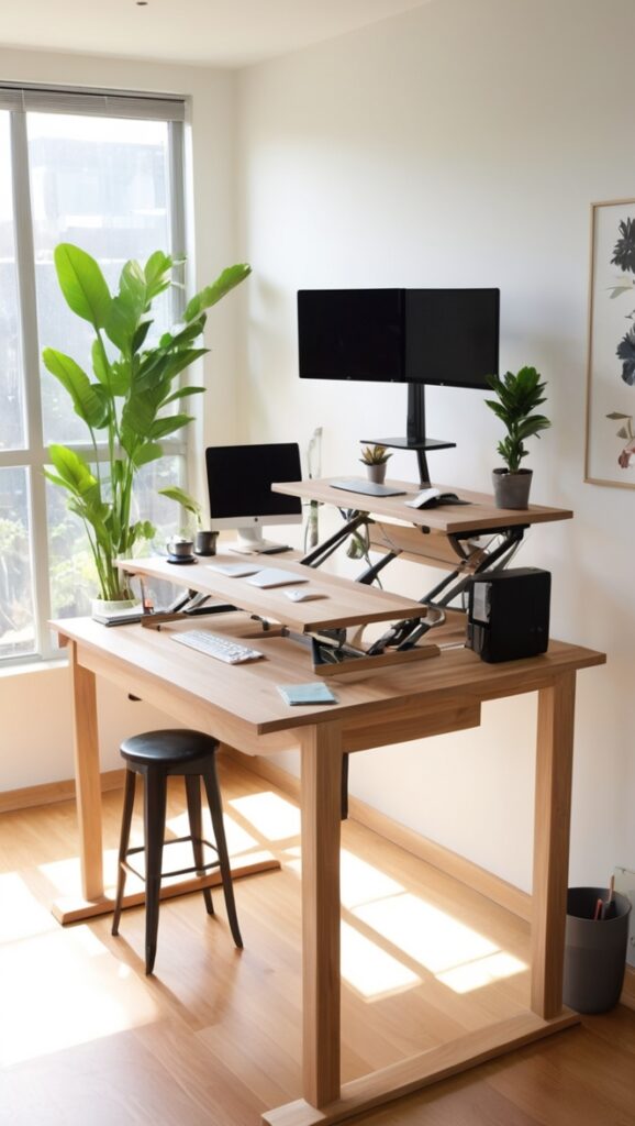 standing desk converter, adjustable standing desk, dual monitor standing desk, electric stand up desk, sit stand workstation