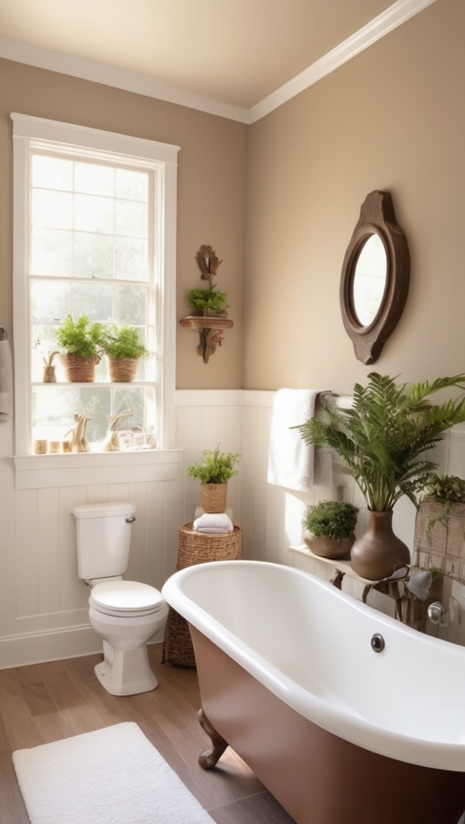 bathroom renovation ideas, natural stone tiles, organic bathroom decor, rustic bathroom design, eco-friendly bathroom materials