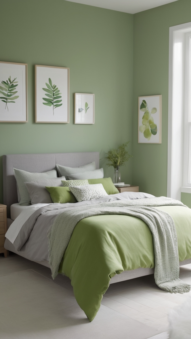 green bedroom decor, grey bedroom furniture, interior design bedroom, bedroom color scheme, bedroom renovation 