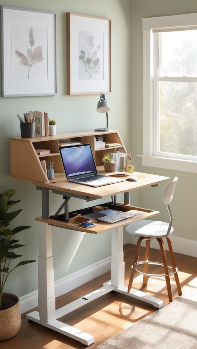 standing desk, ergonomic desk, adjustable desk, modern desk, portable desk