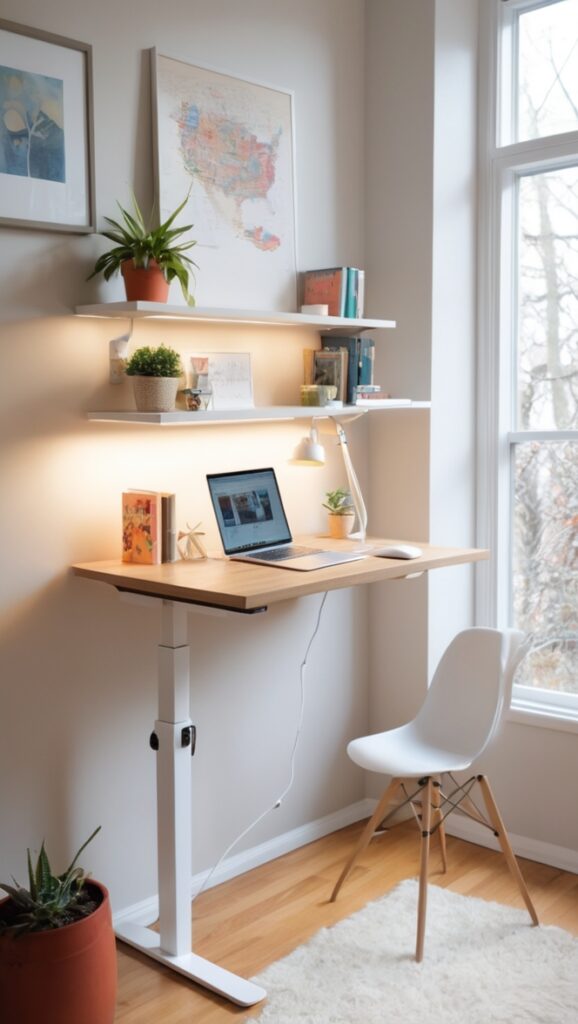 standing desk, ergonomic desk, adjustable desk, modern desk, portable desk