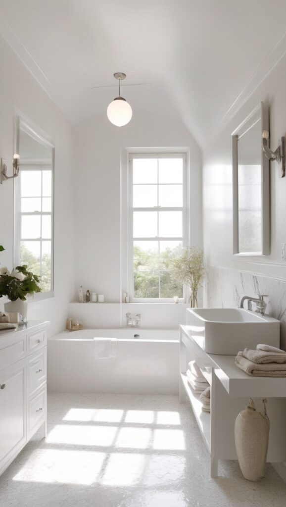 white bathroom design, white bathroom renovation, modern white bathroom, white bathroom decor, white bathroom ideas