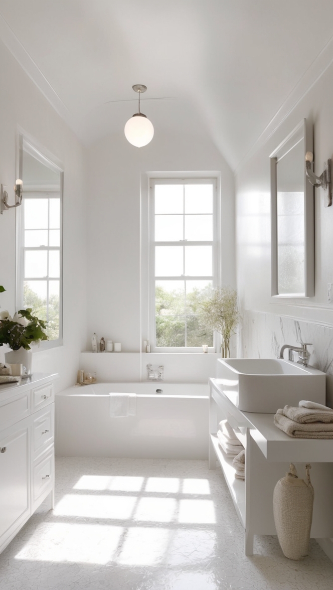 white bathroom design, white bathroom renovation, modern white bathroom, white bathroom decor, white bathroom ideas 