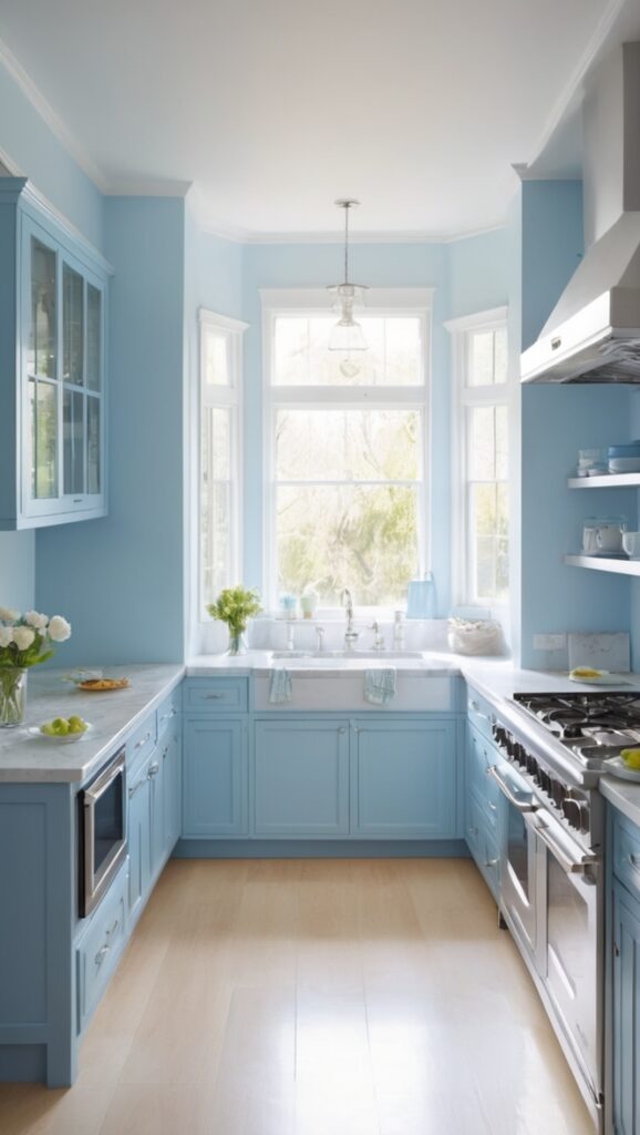 modern blue kitchen cabinets, blue and white kitchen backsplash, luxury kitchen countertop designs, high end kitchen remodeling, blue kitchen island ideas