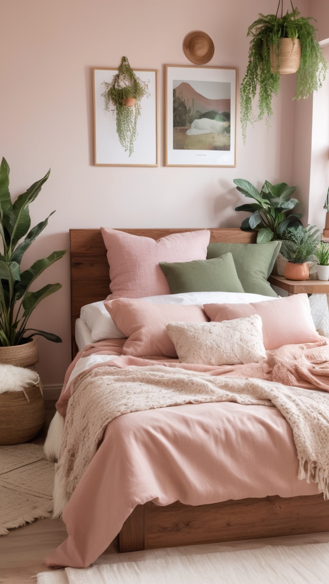 bohemian bedroom decor, boho bedding, earthy home decor, natural fiber rugs, neutral color palette