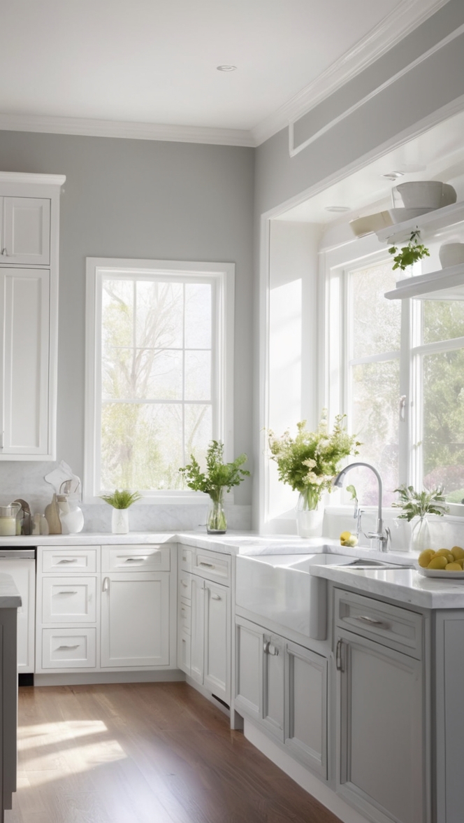 modern gray kitchen cabinets, luxury white kitchen countertops, gray and white kitchen design ideas, high-end kitchen remodeling gray white, upscale gray and white kitchen islands 