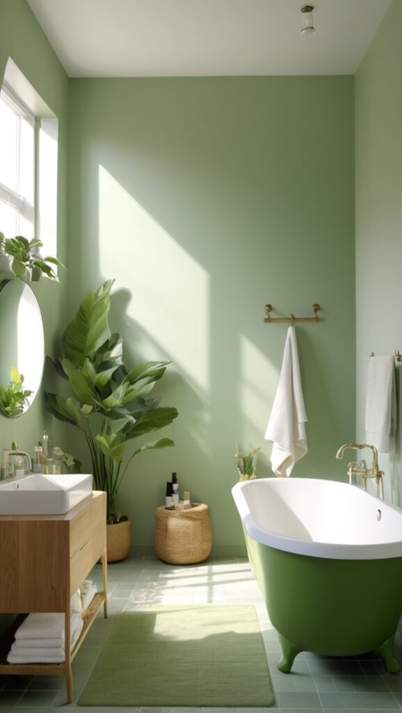 bathroom renovation, modern bathroom design, green bathroom tiles, luxury bathroom decor, eco-friendly bathroom design