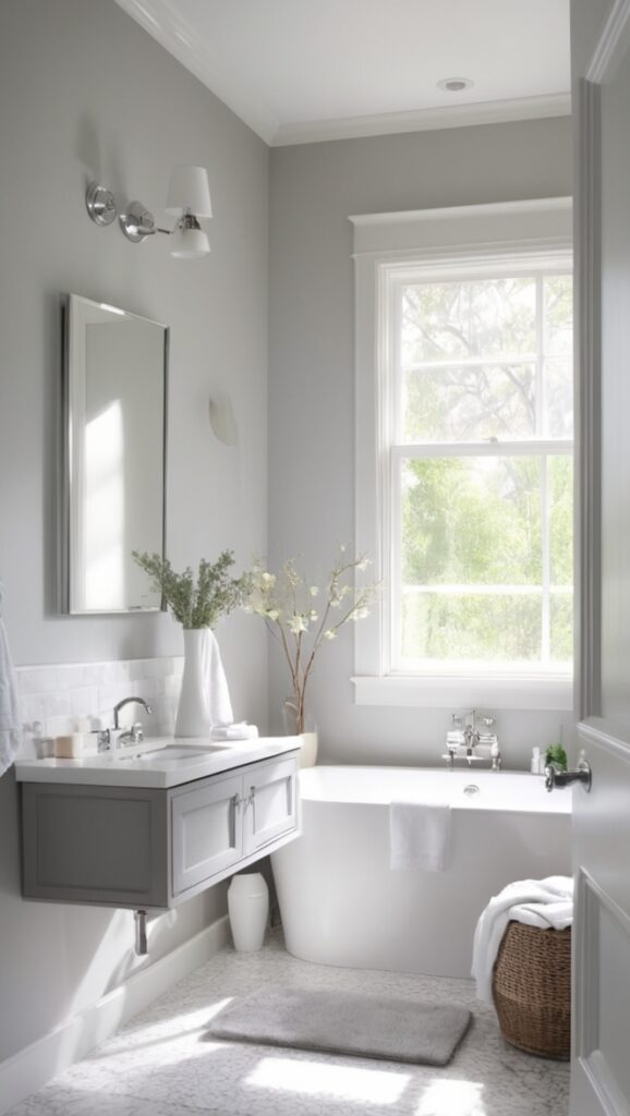 white bathroom decor, small grey bathroom design, grey and white bathroom tiles, modern grey bathroom ideas, grey and white bathroom accessories