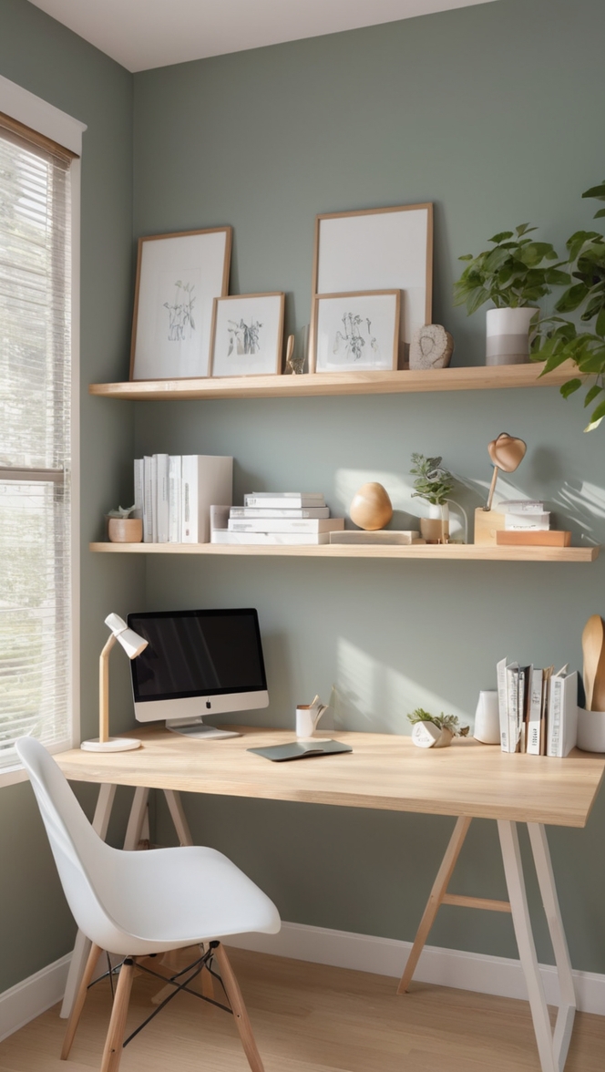 japanese inspired furniture, minimalist office desk, scandinavian home office, modern home workspace, zen work station