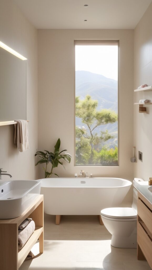 led bathroom lighting, bathroom LED mirrors, led bathroom fixtures, modern bathroom lighting, restroom LED lights