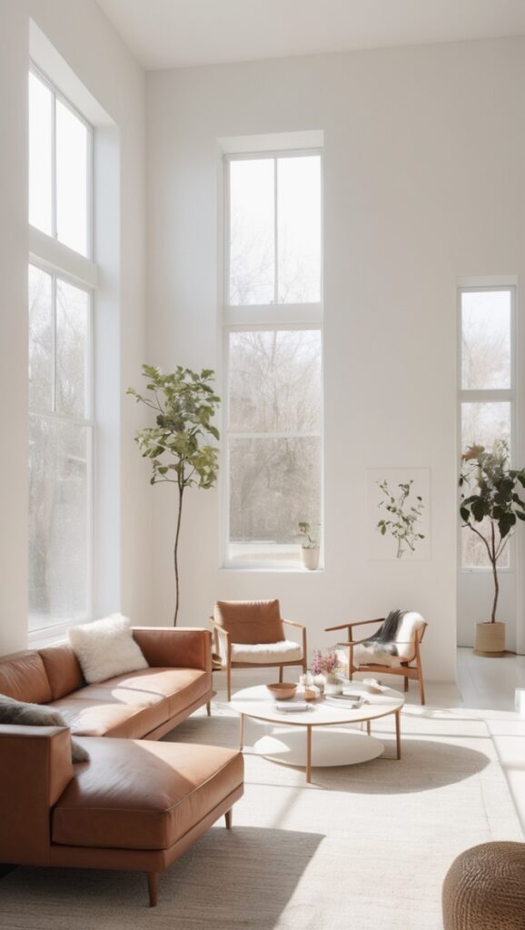 minimalist home decor, modern interior design, Scandinavian living room, clean and simple living room, sleek furniture