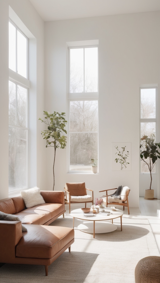 minimalist home decor, modern interior design, Scandinavian living room, clean and simple living room, sleek furniture 