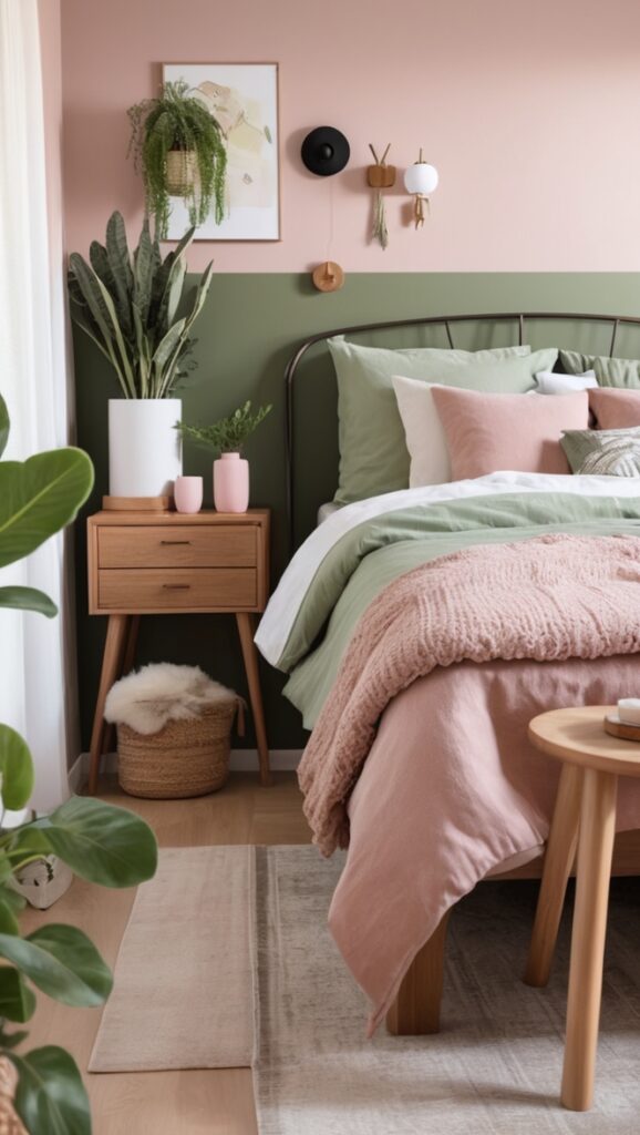 sage green decor, green and brown bedroom, sage green bedroom ideas, brown bedroom accents, green bedroom accessories