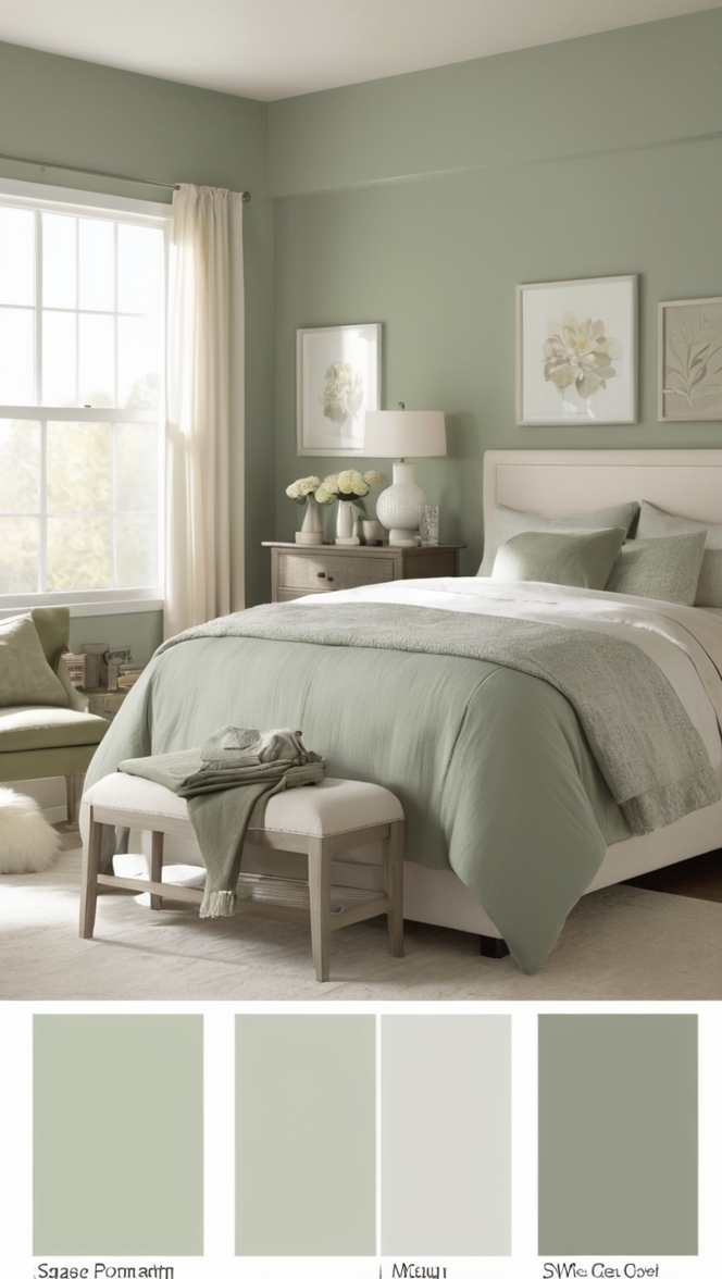 sage green paint, grey and sage green bedroom, sage green color schemes, sage green and grey decor, sage green bedroom walls