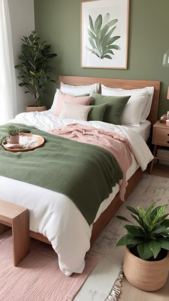 sage green paint, sage green bedding, sage green curtains, sage green décor, sage green walls