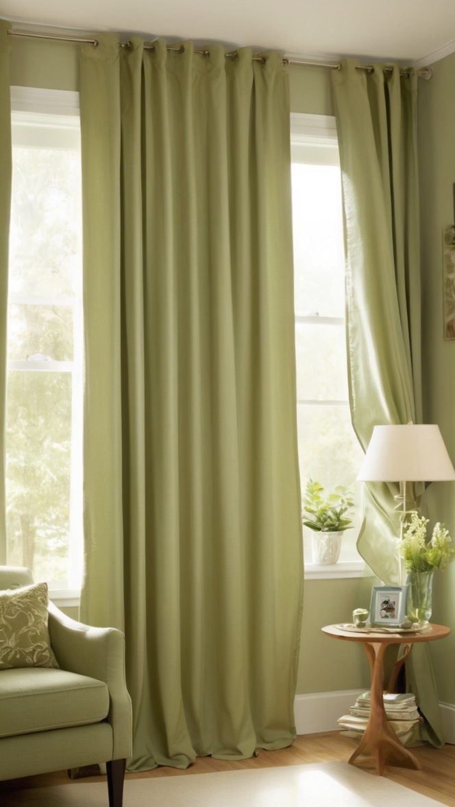 sage green curtains, living room curtains, light filtering curtains, blackout curtains, thermal curtains 