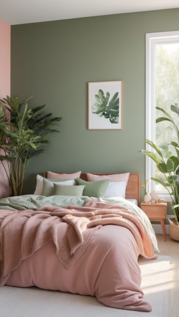 green bedroom walls, sage green walls, bedroom wall paneling, green paneling, sage green bedroom walls