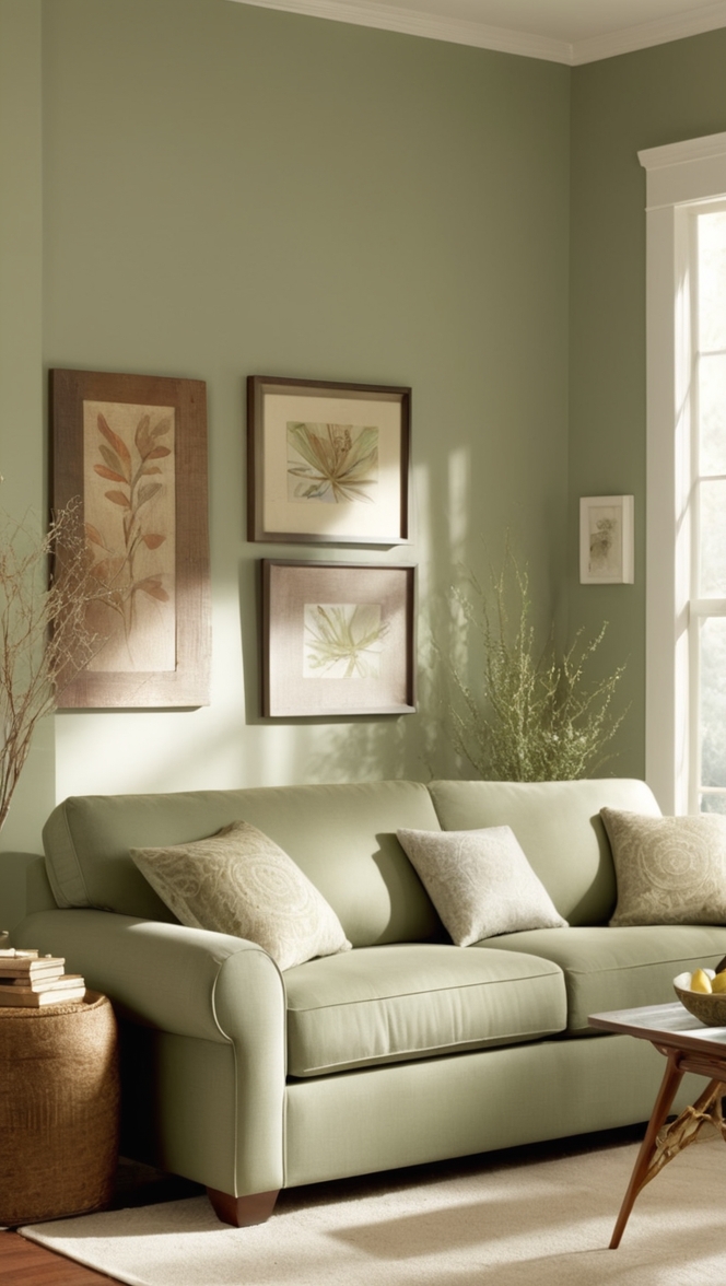sage green couch, living room furniture, interior design, home decor, upholstered sofa
