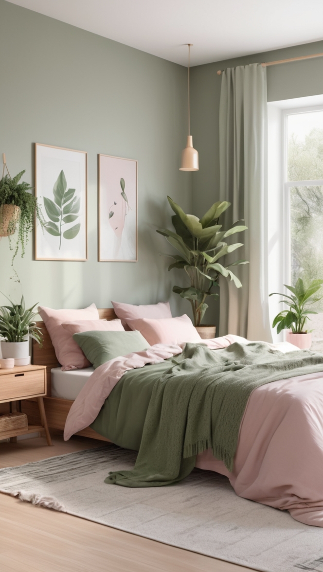 sage green bedding, white and green decor, sage green paint, white and sage green curtains, green and white bedroom design 