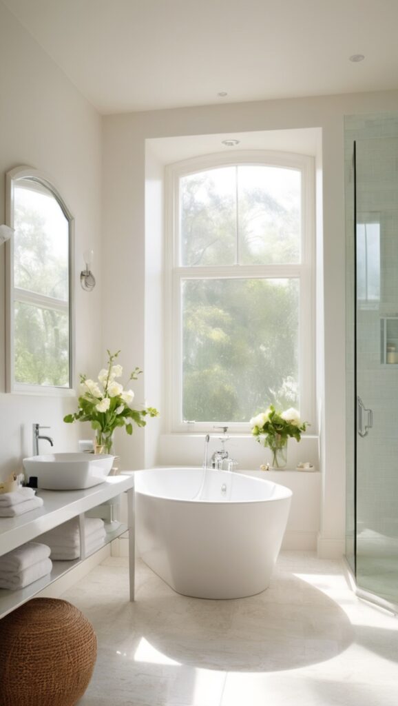 bathroom design ideas, bathroom remodeling ideas, white tile bathroom, modern white bathroom, small white bathroom