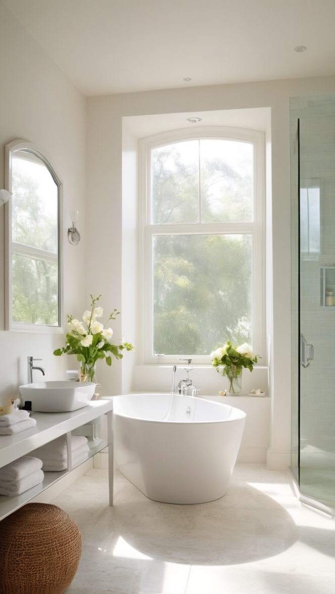 bathroom design ideas, bathroom remodeling ideas, white tile bathroom, modern white bathroom, small white bathroom 