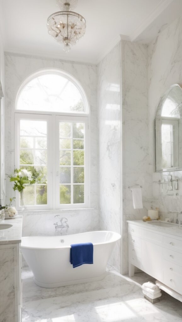 white marble bathroom, bathroom design ideas, luxury marble bathrooms, marble vanity tops, marble bathroom flooring