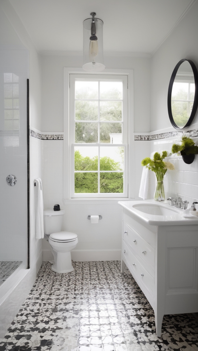 black and white bathroom tile, bathroom tile designs, black and white tile flooring, bathroom tile patterns, black and white tile ideas 