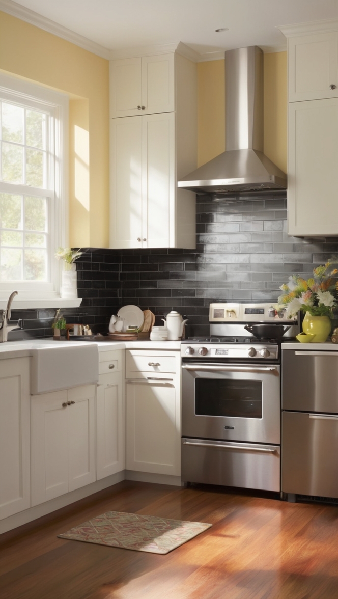 luxury kitchen backsplash ideas, high-end kitchen backsplash designs, modern black tile backsplash, premium kitchen backsplash materials, custom black backsplash installation