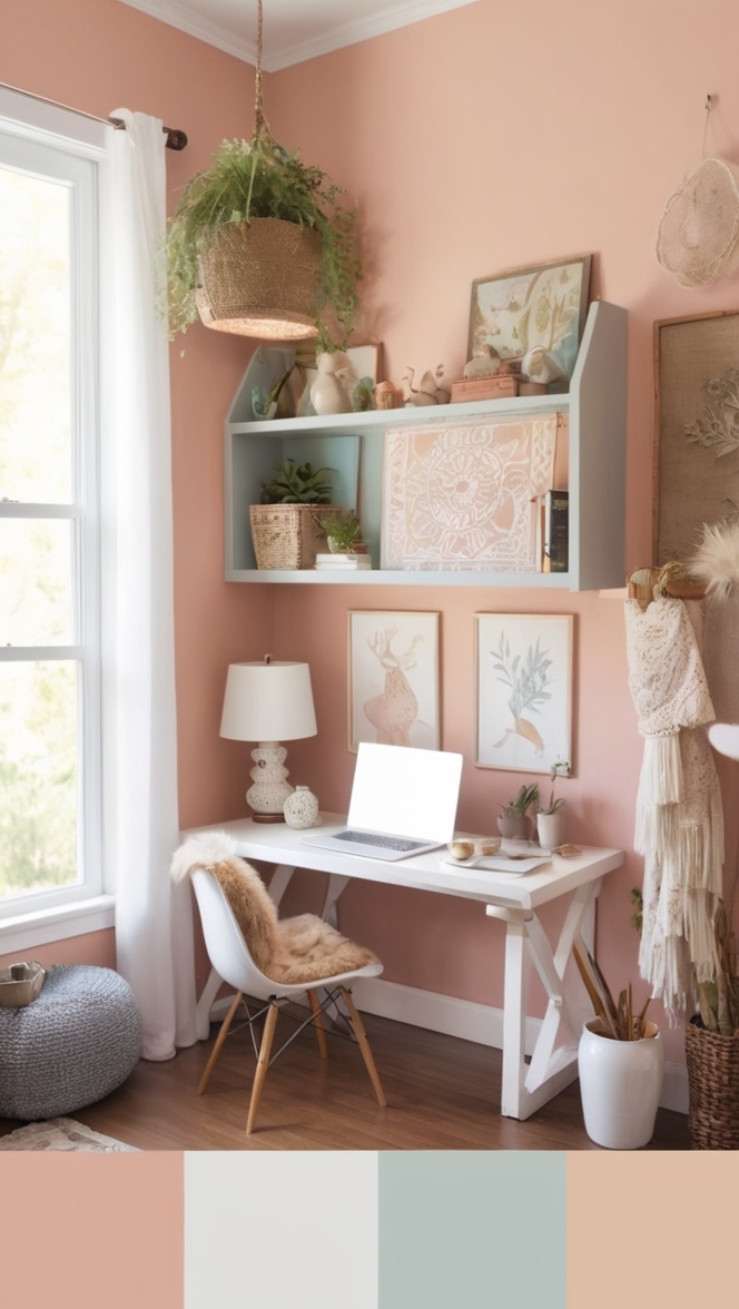 boho office decor, boho office furniture, boho home office ideas, boho office accessories, boho office design