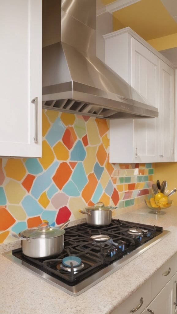 colorful kitchen backsplash designs, luxury kitchen backsplash ideas, high-end kitchen tile backsplash, custom kitchen backsplash installation, designer kitchen backsplash patterns