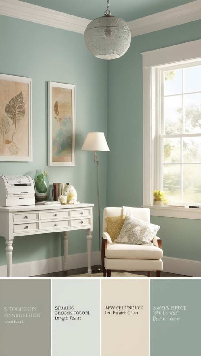 paint color ideas, best home office colors, home office paint schemes, professional office paint colors, trendy home office paint